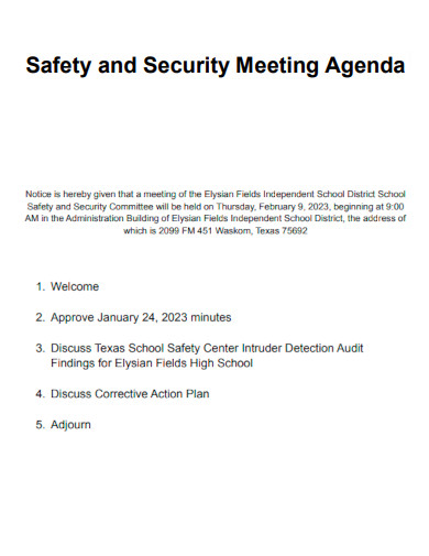 Safety and Security Meeting Agenda