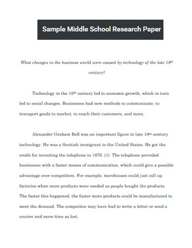 Sample Middle School Research Paper