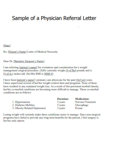 Sample Physician Referral Letter