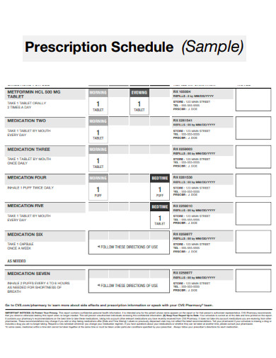 Sample Prescription Schedule