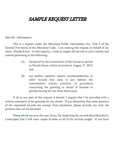 Sample Request Letter