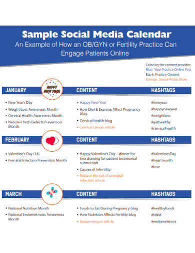 Sample Social Media Content Calendar