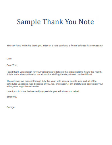 Sample Thank You Note