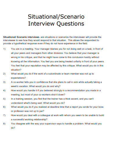 Scenario Interview Questions