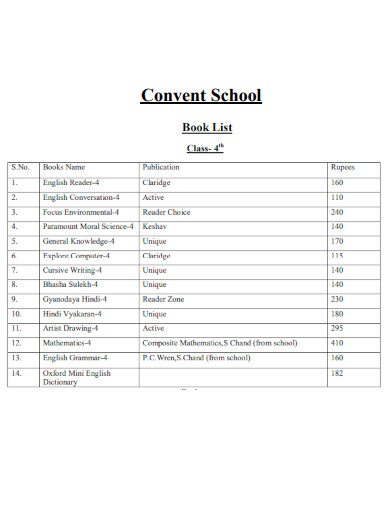 School Book List