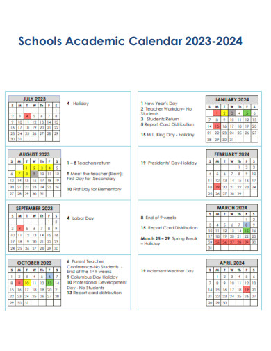 Schools Academic Calendar