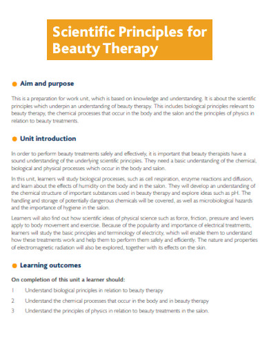 Scientific Principles for Beauty Therapy