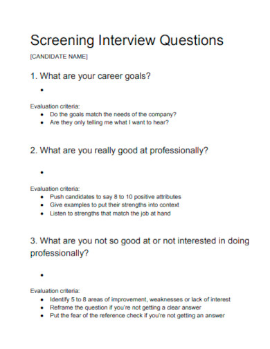 Screening Interview Questions