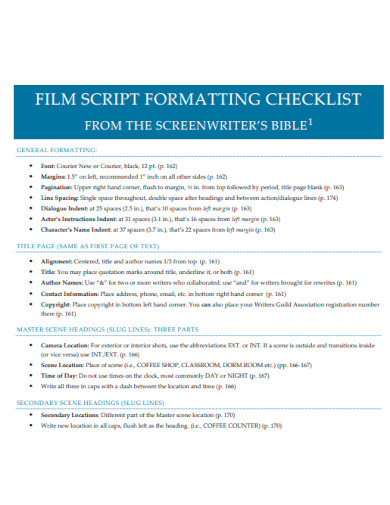 Script Format Checklist