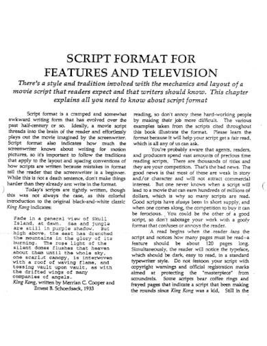 Script Format For Features and Television