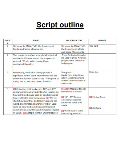 Script Format Outline