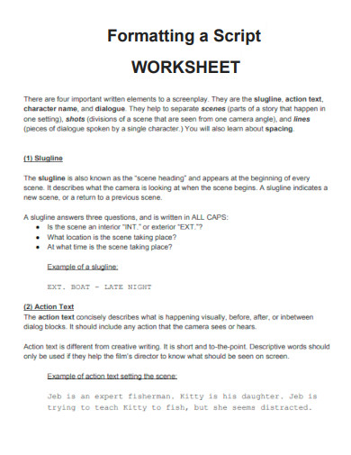 Script Format Worksheet