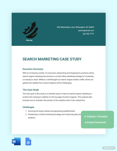 Search Marketing Case Study Template