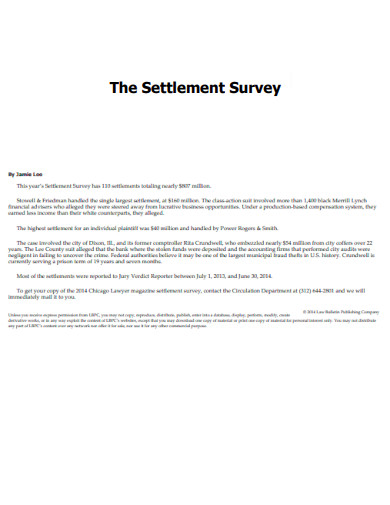 Settlement Survey