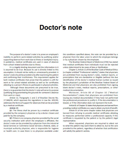 Simple Doctor note