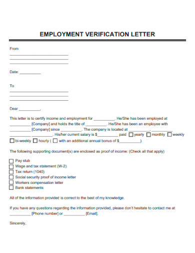 Simple Employment Verification Letter