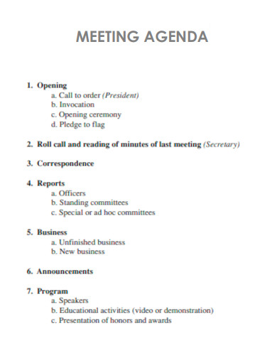 Simple Meeting Agenda