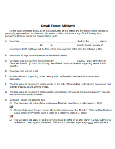 Small Estate Affidavit