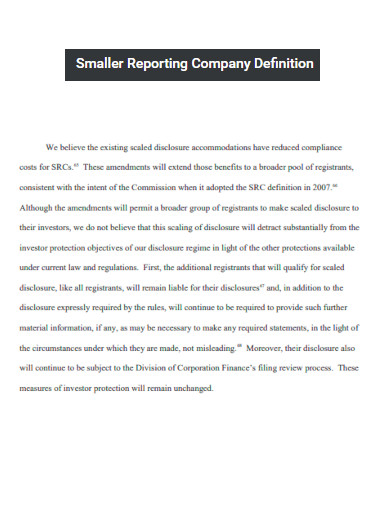 Smaller Reporting Company Definition