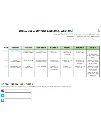 Social Media Content Calendar for Churches