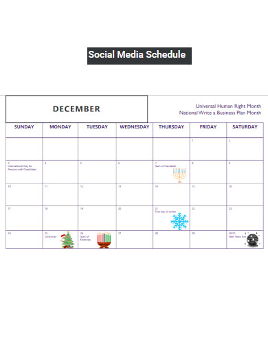 Social Media Content Schedule Calendar