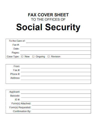 Social Security Fax Cover Sheet
