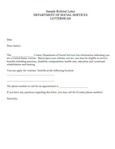 Social Service Referral Letter