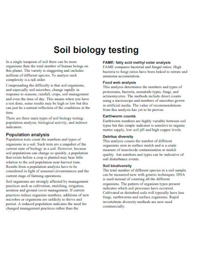 Soil Biology Testing