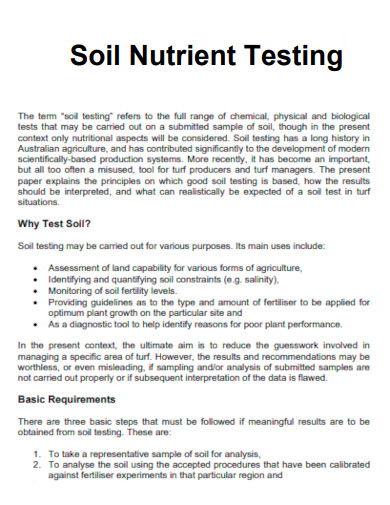 Soil Nutrient Testing