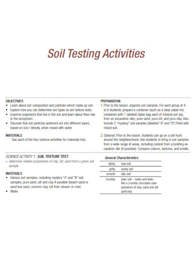 Soil Testing Activities