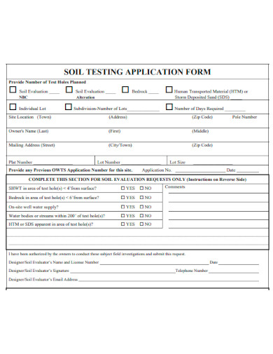 Soil Testing Application Form