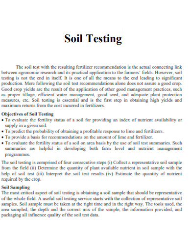 Soil Testing Example
