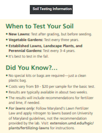 Soil Testing Information