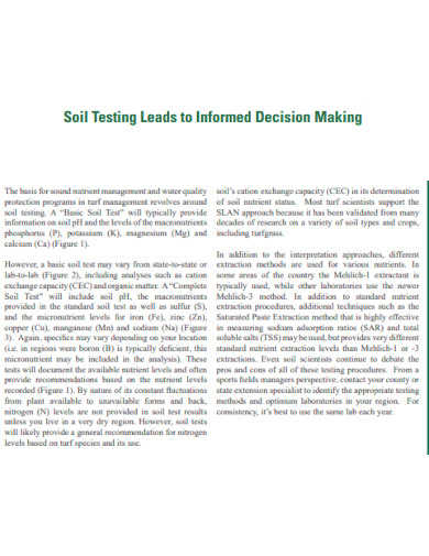 Soil Testing Leads to Decision Making