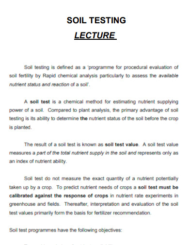 Soil Testing Lecture