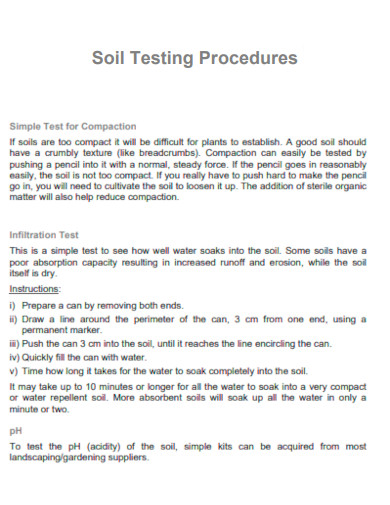 Soil Testing Procedure