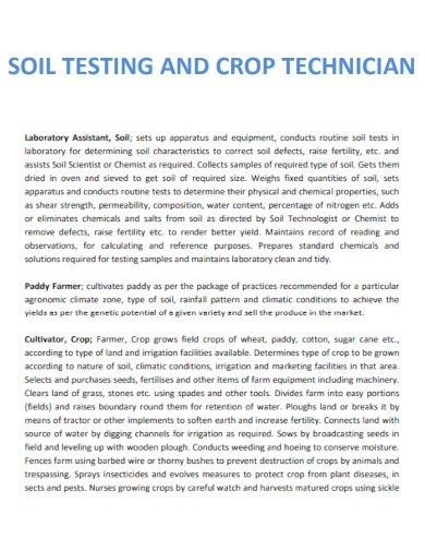 Soil Testing and Crop Technician