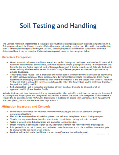 Soil Testing and Handling