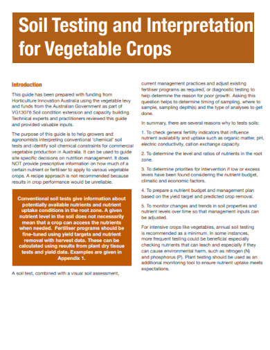 Soil Testing for Vegetable Crops