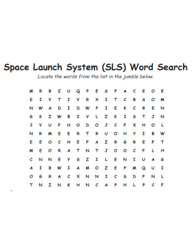 Space Launch System Word Search