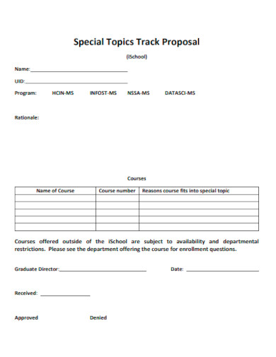 Special Topics Track Proposal