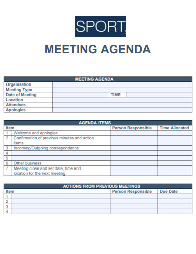 Sports Meeting Agenda