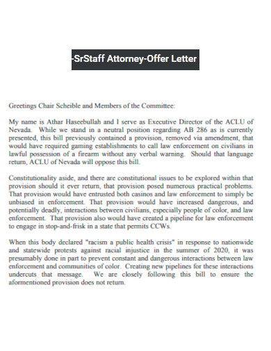 Sr Staff Attorney Offer Letter