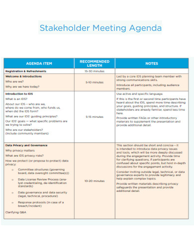 Stakeholder Meeting Agenda