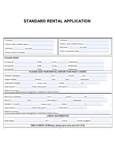 Standard Rental Application