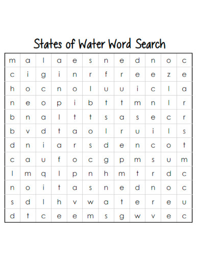 States of Water Word Search
