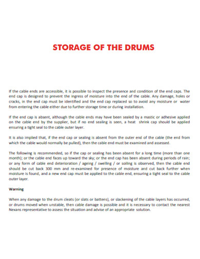 Storage of Drum