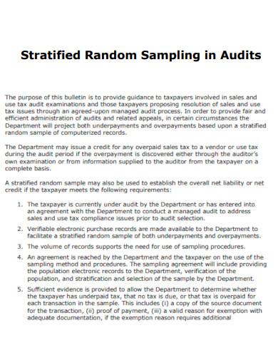 Stratified Random Sampling in Audits