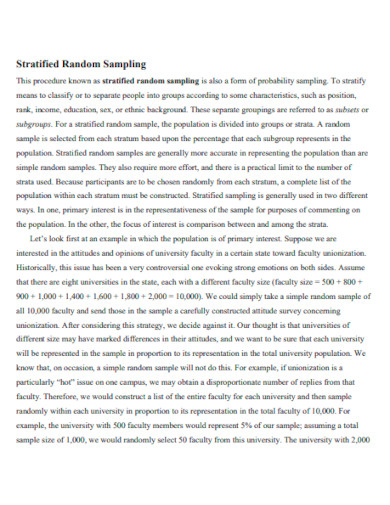 Stratified Random Sampling in PDF