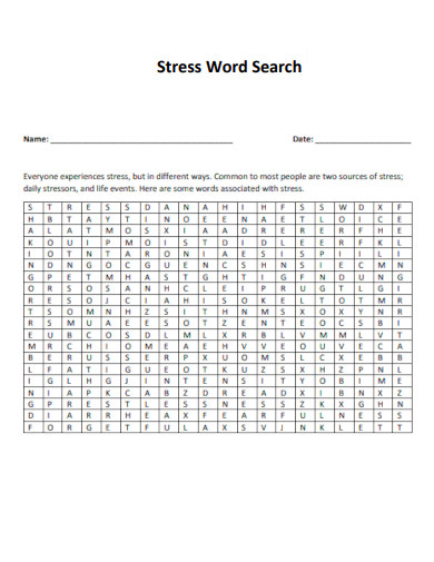 Stress Word Search